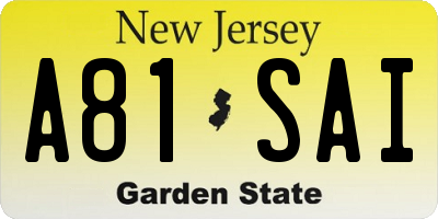 NJ license plate A81SAI