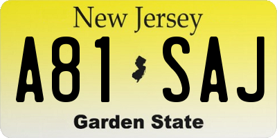 NJ license plate A81SAJ