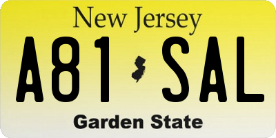 NJ license plate A81SAL