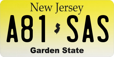 NJ license plate A81SAS