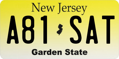 NJ license plate A81SAT