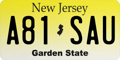 NJ license plate A81SAU
