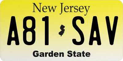 NJ license plate A81SAV