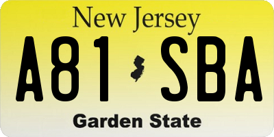 NJ license plate A81SBA