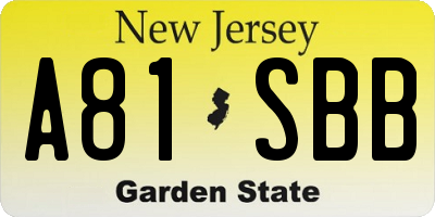 NJ license plate A81SBB