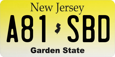 NJ license plate A81SBD
