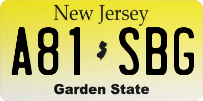 NJ license plate A81SBG