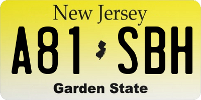 NJ license plate A81SBH