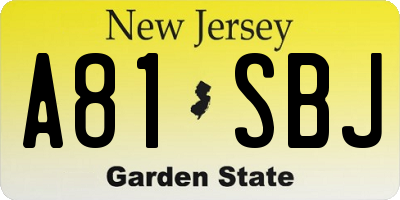 NJ license plate A81SBJ