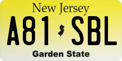 NJ license plate A81SBL