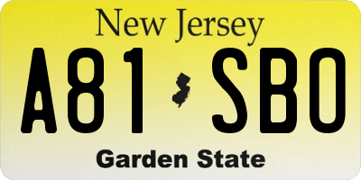 NJ license plate A81SBO