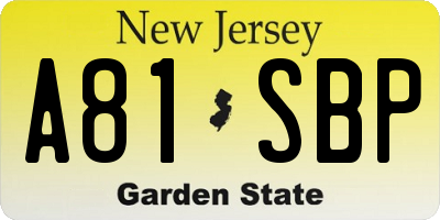 NJ license plate A81SBP