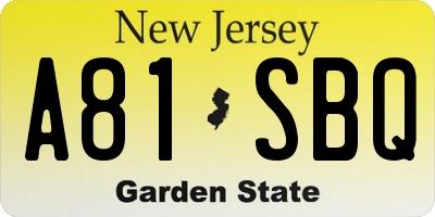 NJ license plate A81SBQ
