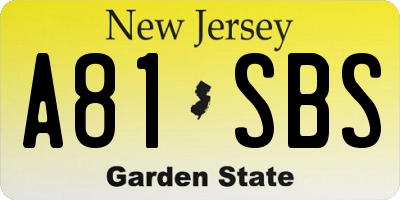 NJ license plate A81SBS