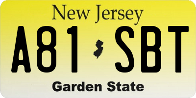 NJ license plate A81SBT
