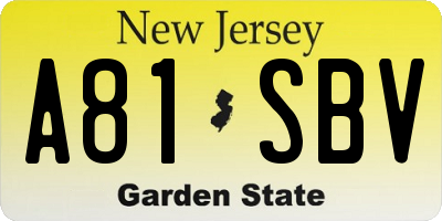 NJ license plate A81SBV