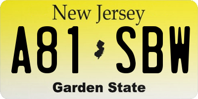NJ license plate A81SBW