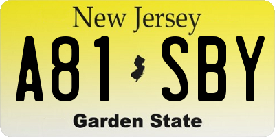 NJ license plate A81SBY