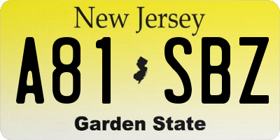 NJ license plate A81SBZ