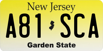 NJ license plate A81SCA