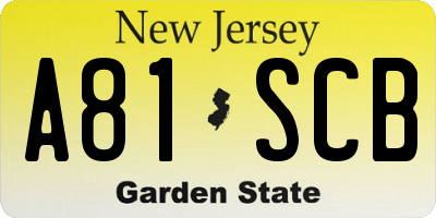 NJ license plate A81SCB