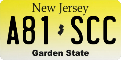 NJ license plate A81SCC