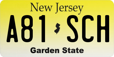 NJ license plate A81SCH
