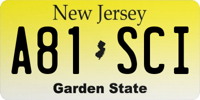 NJ license plate A81SCI