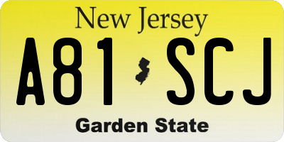 NJ license plate A81SCJ