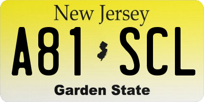 NJ license plate A81SCL