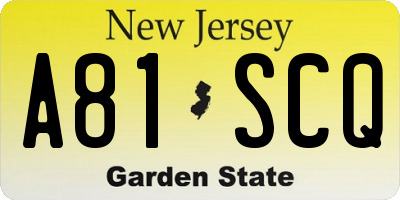 NJ license plate A81SCQ