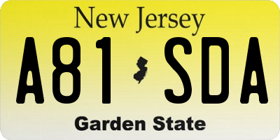 NJ license plate A81SDA