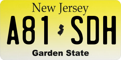 NJ license plate A81SDH