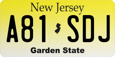 NJ license plate A81SDJ
