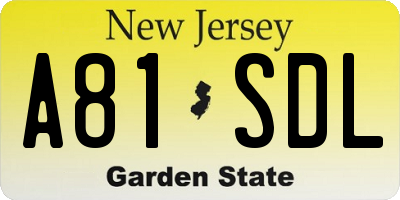 NJ license plate A81SDL