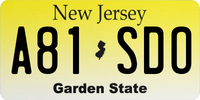 NJ license plate A81SDO