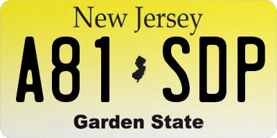 NJ license plate A81SDP