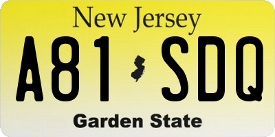 NJ license plate A81SDQ