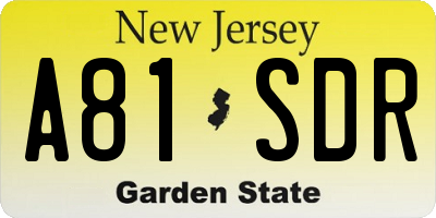 NJ license plate A81SDR