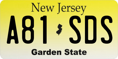 NJ license plate A81SDS