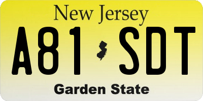 NJ license plate A81SDT