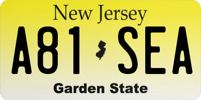 NJ license plate A81SEA
