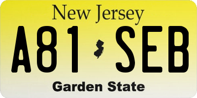 NJ license plate A81SEB