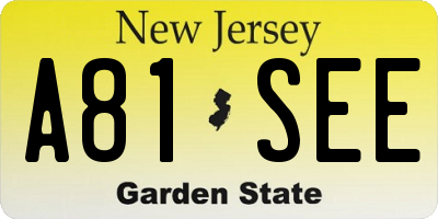 NJ license plate A81SEE