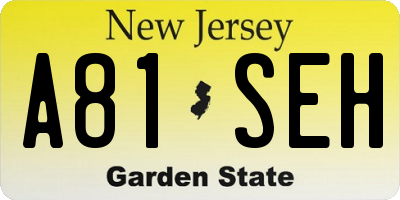 NJ license plate A81SEH