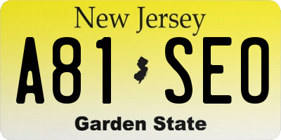 NJ license plate A81SEO