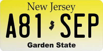NJ license plate A81SEP