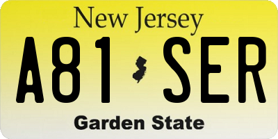 NJ license plate A81SER