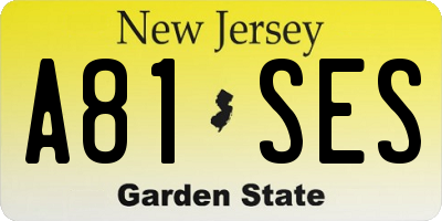 NJ license plate A81SES