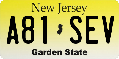 NJ license plate A81SEV